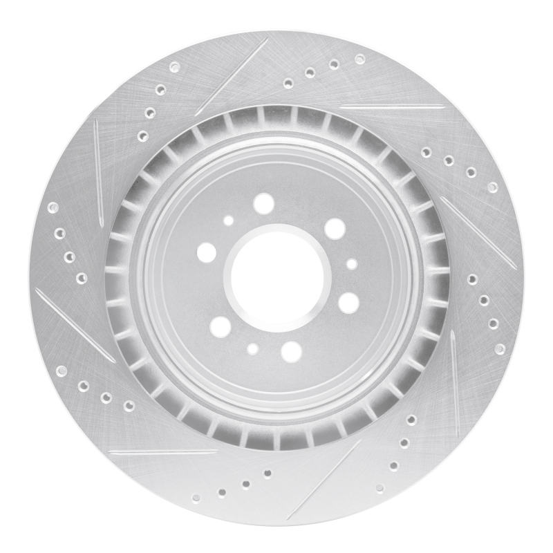 Cadillac STS Brake Rotor (1) - Rear Right - R1 Concepts - Drilled & Slotted - Silver - `04-`11